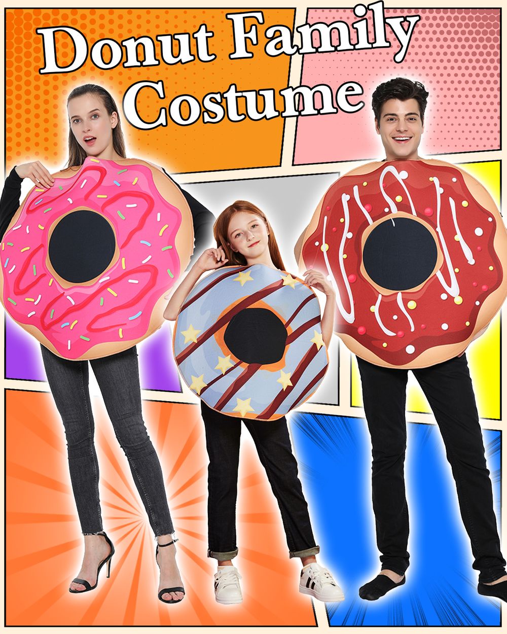 EraSpooky Donut Costume Fête de Famille Déguisement Adulte et Enfant