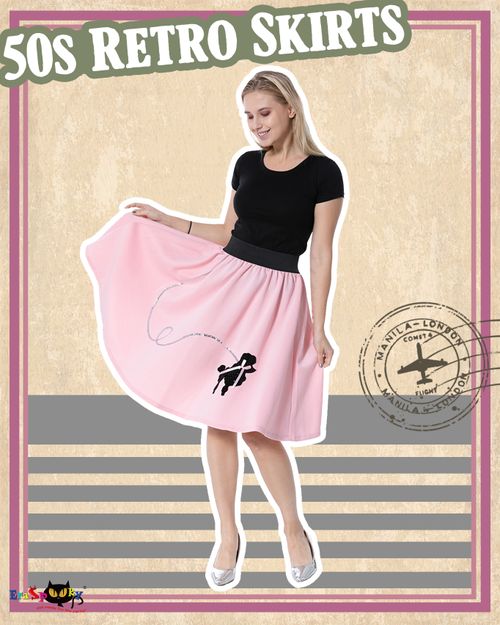 EraSpooky Women 50s Poodle Skirt Retro High Waist Pleated Skirts