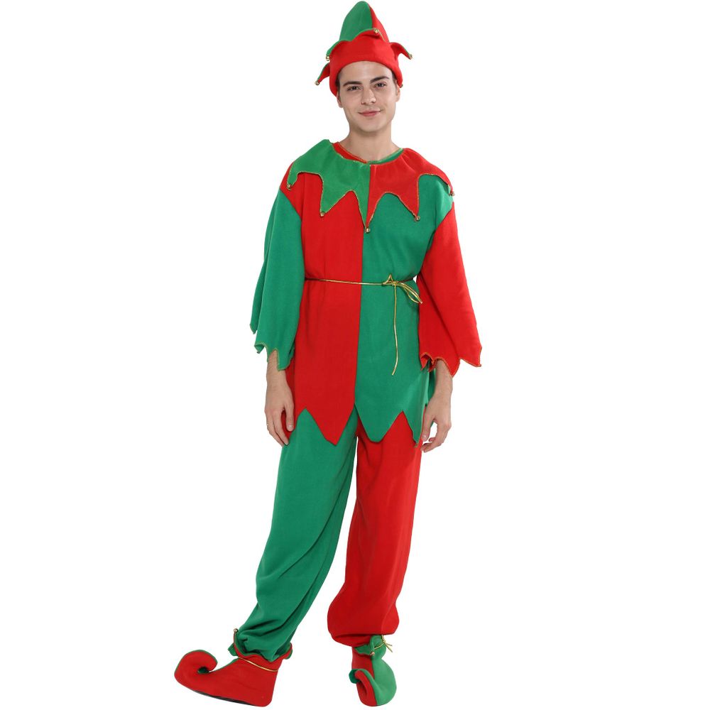 EraSpooky Christmas Elf Kostüm für Erwachsene, Unisex, ganzes Set