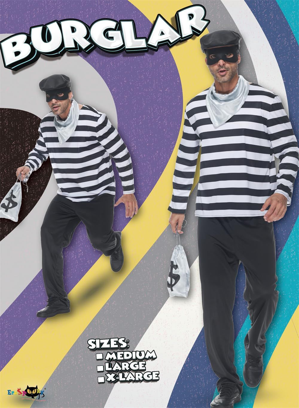 EraSpooky - Disfraz de ladrón para hombre, disfraz de Halloween para adultos, divertidos trajes de cosplay de ladrón