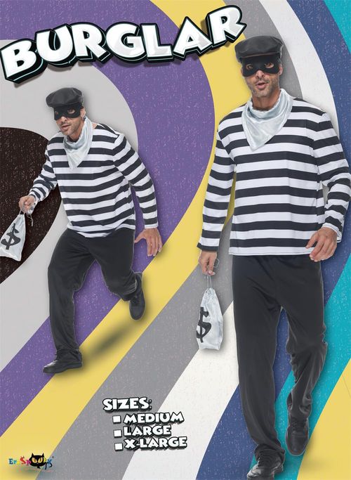 EraSpooky Mens Burglar Costume Halloween Adult Funny Robber Cosplay Suits