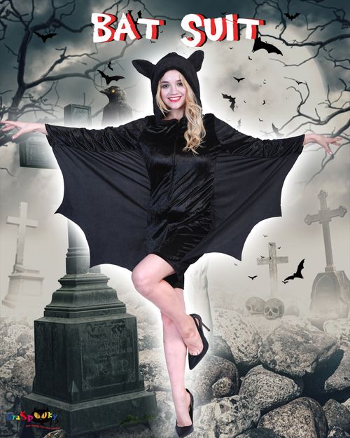 EraSpooky Women's Bat Suit Halloween Costume Vampire, OneSize