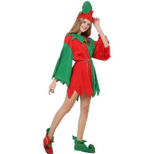 EraSpooky Women Christmas Santa Elf Costume for Christmas Party