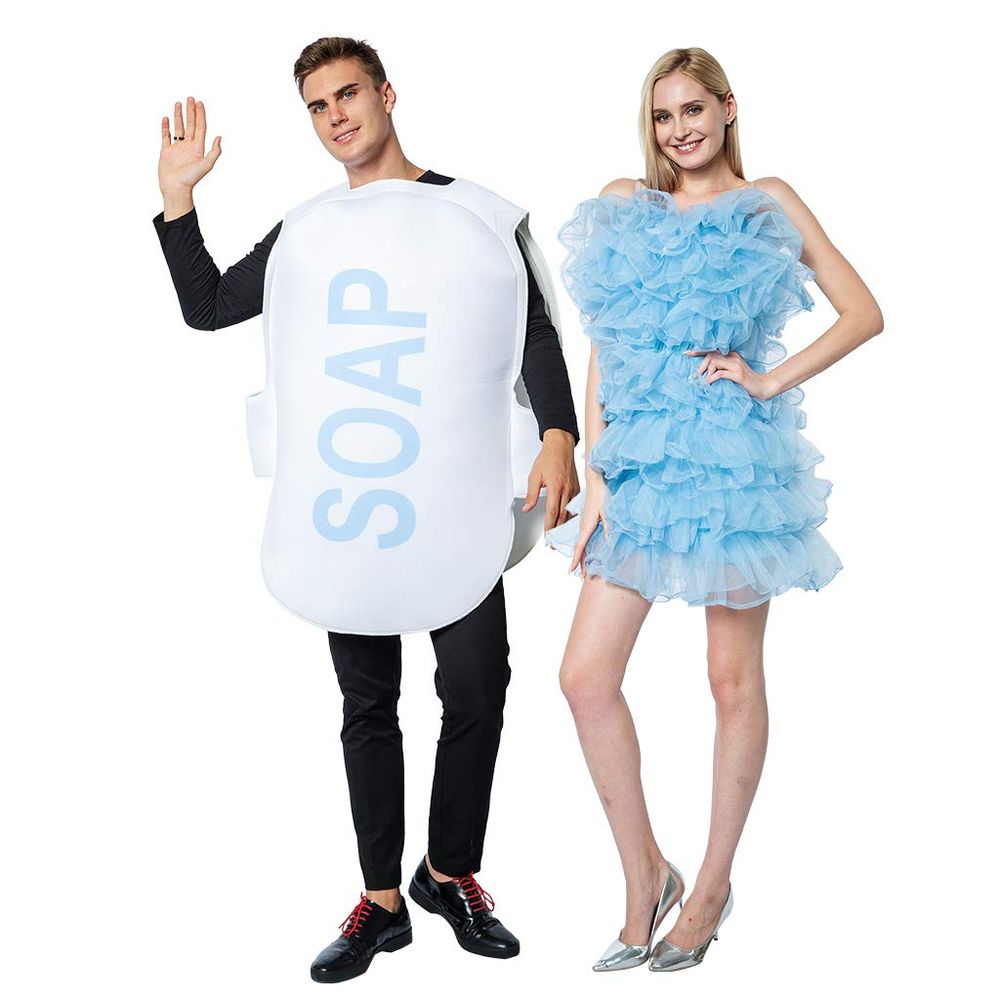 Eraspooky Pareja Halloween Loofah & Soap Disfraz Adultos Divertidos Conjuntos de Trajes de Burbujas a Juego