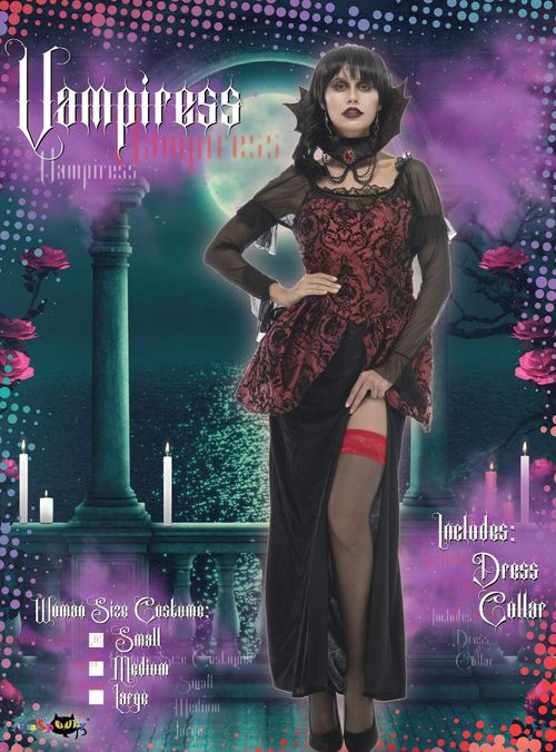 Eraspooky Women Halloween Vampire Costume Fancy Gothic Deluxe Vampire Dress