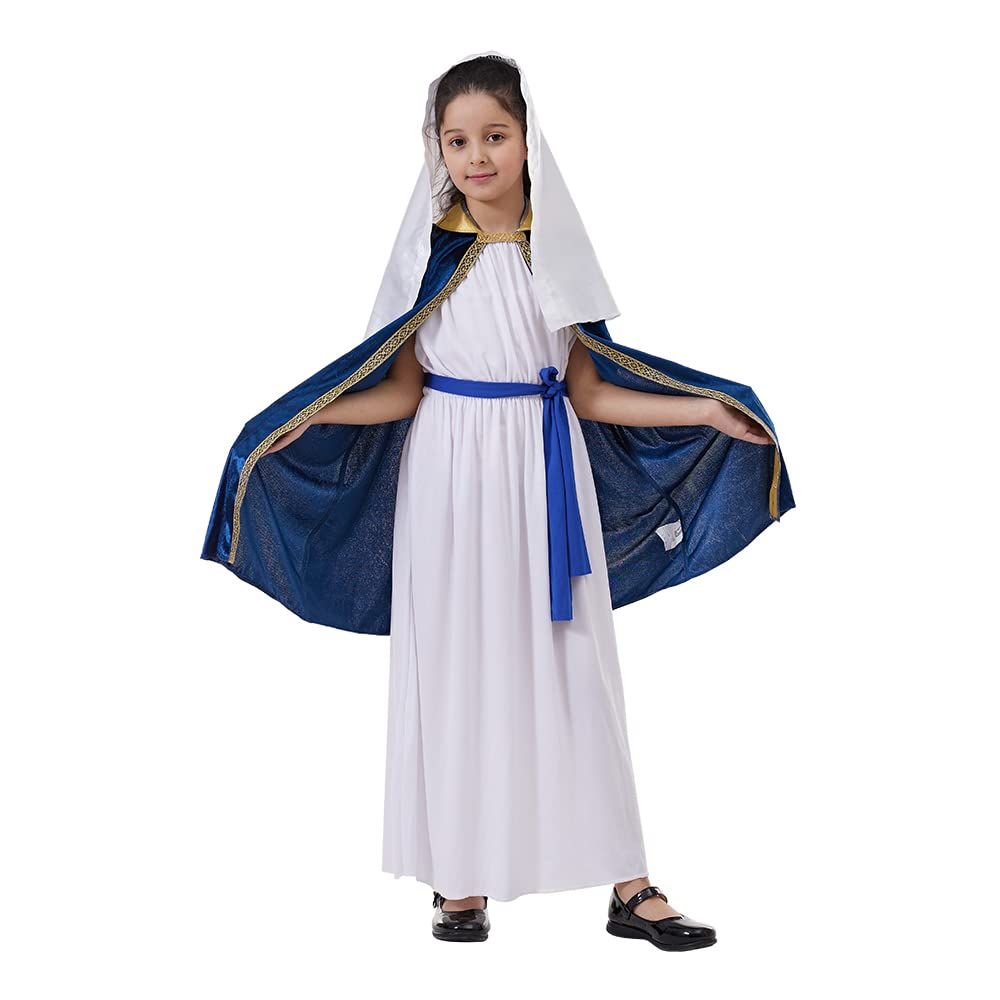 EraSpooky Mädchen-Jungfrau-Maria-Kostüm, biblische Figuren, Krippenkleider für Kinder