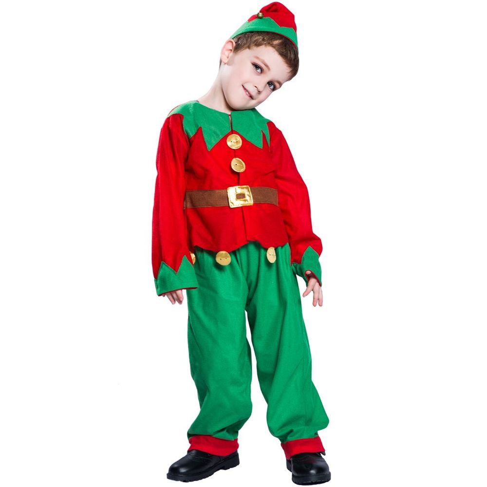 EraSpooky Child Christmas Santa Elf Costume for Boys