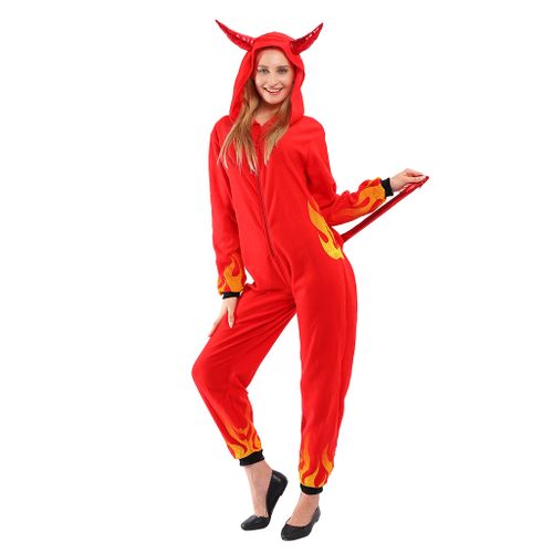 Eraspooky Costume d'Halloween du Diable pour Femme Onesie Pyjama Demon Jumpsuit