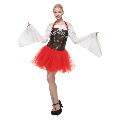Eraspooky Rose Corset Costume Women Black And Red Floral Corset Halter Gothic Pearl Bustier Halloween Costume Adult