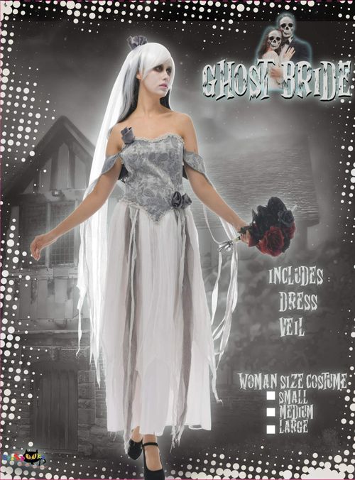 Eraspooky Women Halloween Zombie Bride Ghost Costumes Delicate Dead Bride Dress Festival Party Cosplay