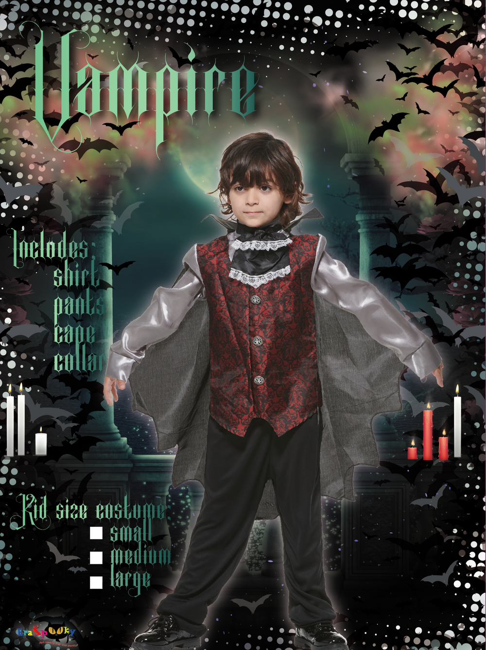 EraSpooky Boys Vampir-Halloween-Kostüm-Shirt
