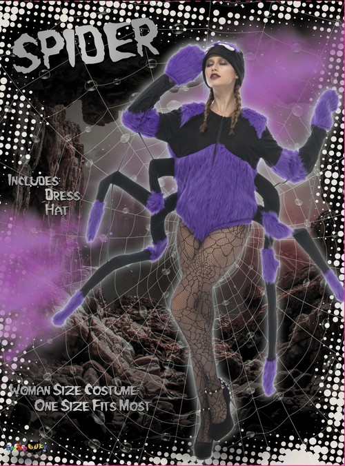 EraSpooky Costume d'araignée pour femme Halloween Animal Onesie avec jambes Violet