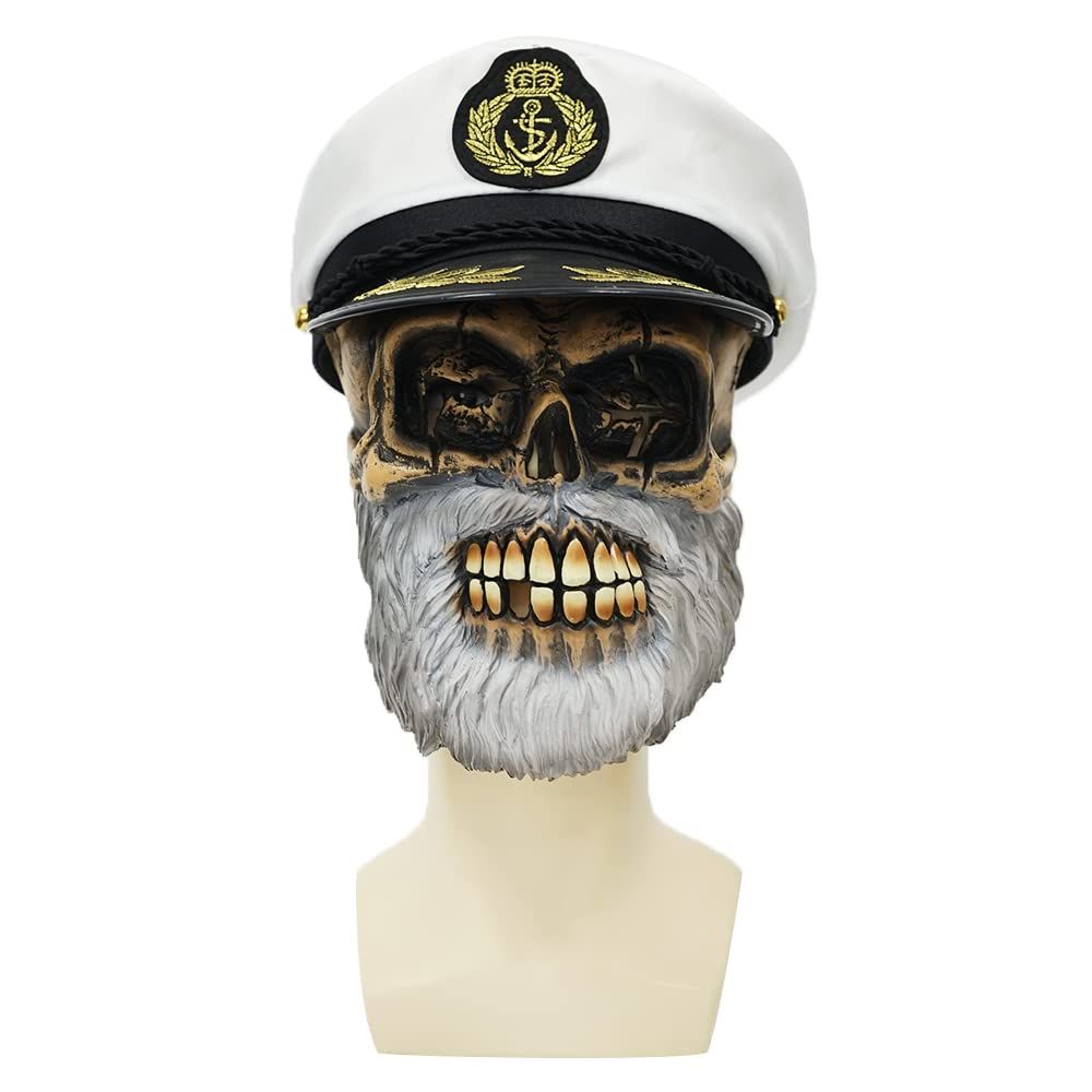 Eraspooky Adulto Muerto Pirata Capitán Calavera Máscara Horror Disfraz de Halloween Accesorios