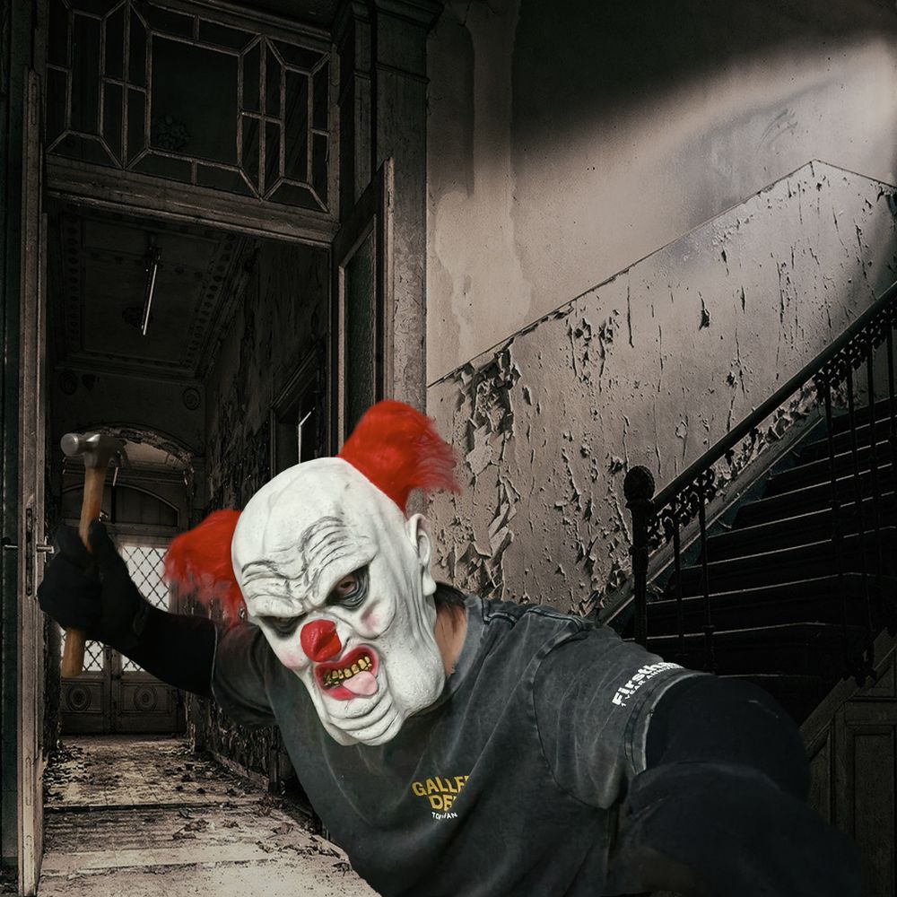 EraSpooky Scary Clown Mask Accesorios para disfraces de Halloween, tamaño adulto