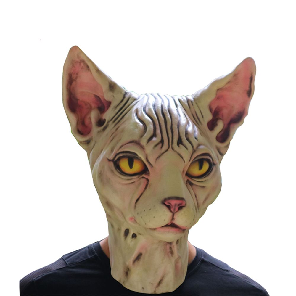 EraSpooky Sphynx Máscara de gato Disfraz de Halloween Máscara de animal de látex Máscara de fiesta de carnaval espeluznante