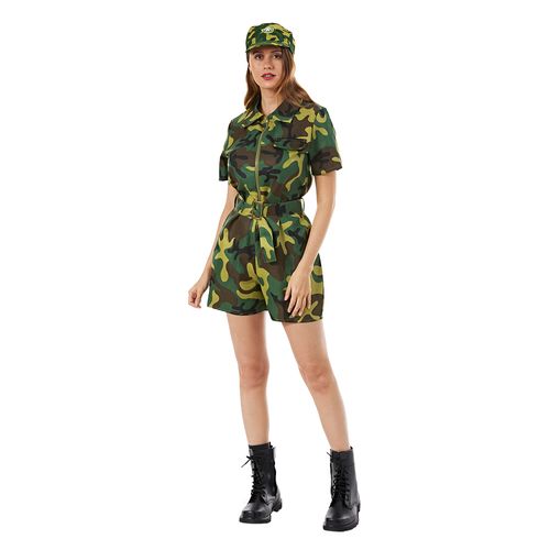 EraSpooky Womens Army Military Halloween Costume Sexy Camouflage Jumpsuit