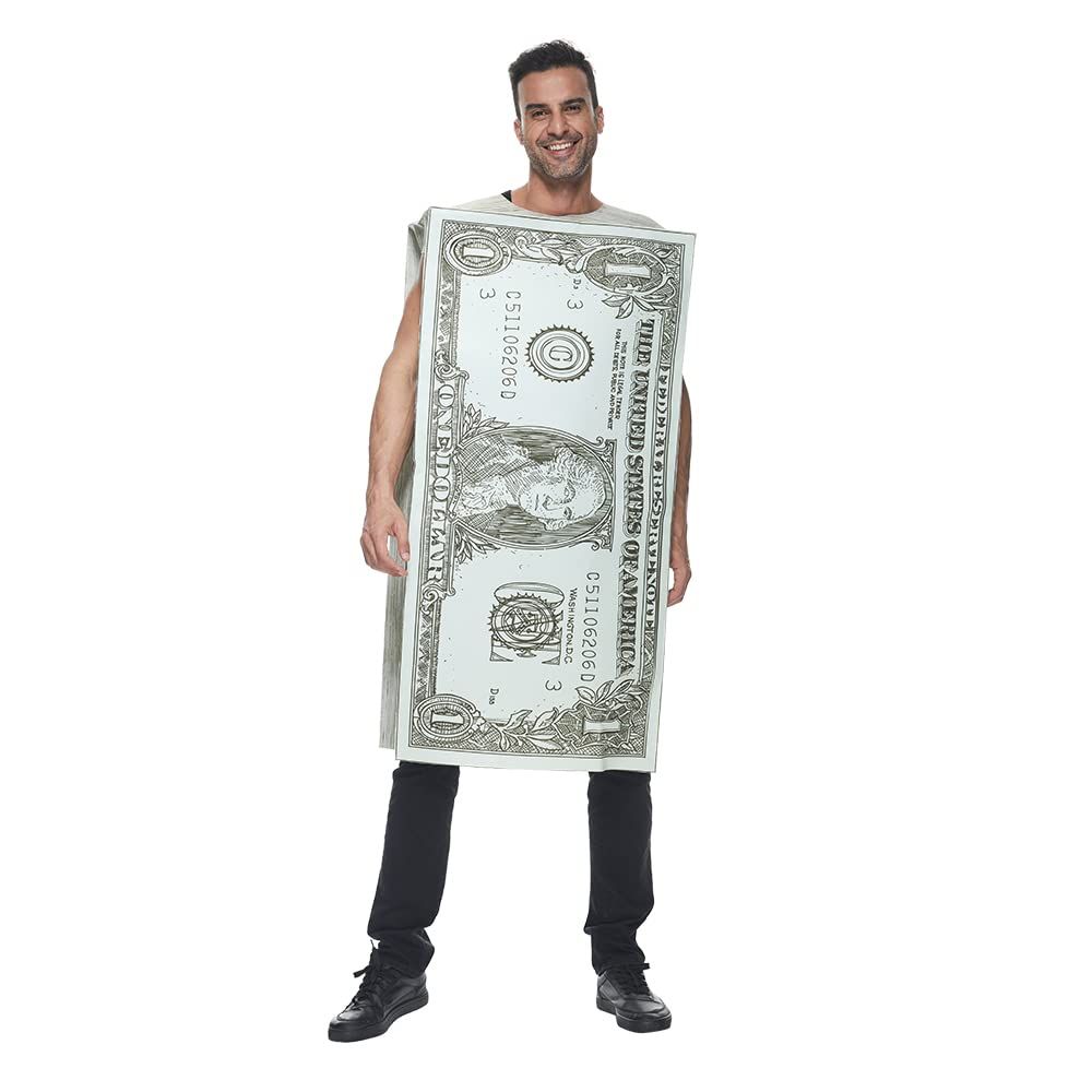 EraSpooky 1-Dollar-Schein-Kostüm für Erwachsene, lustiges Halloween-Geld-Kostüm