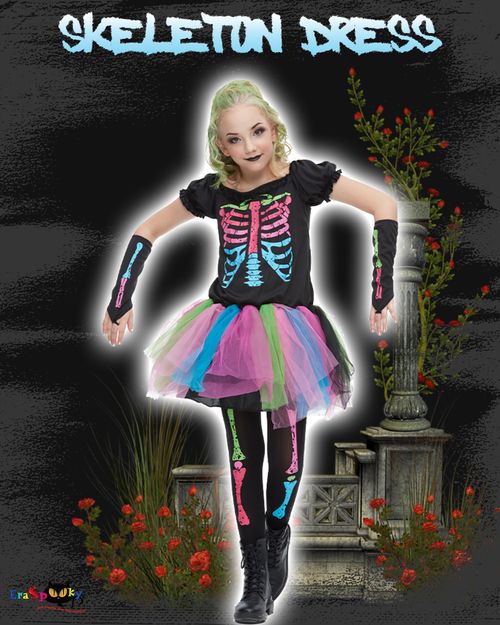 EraSpooky Girls Funky Punky Zombie Bones Costume
