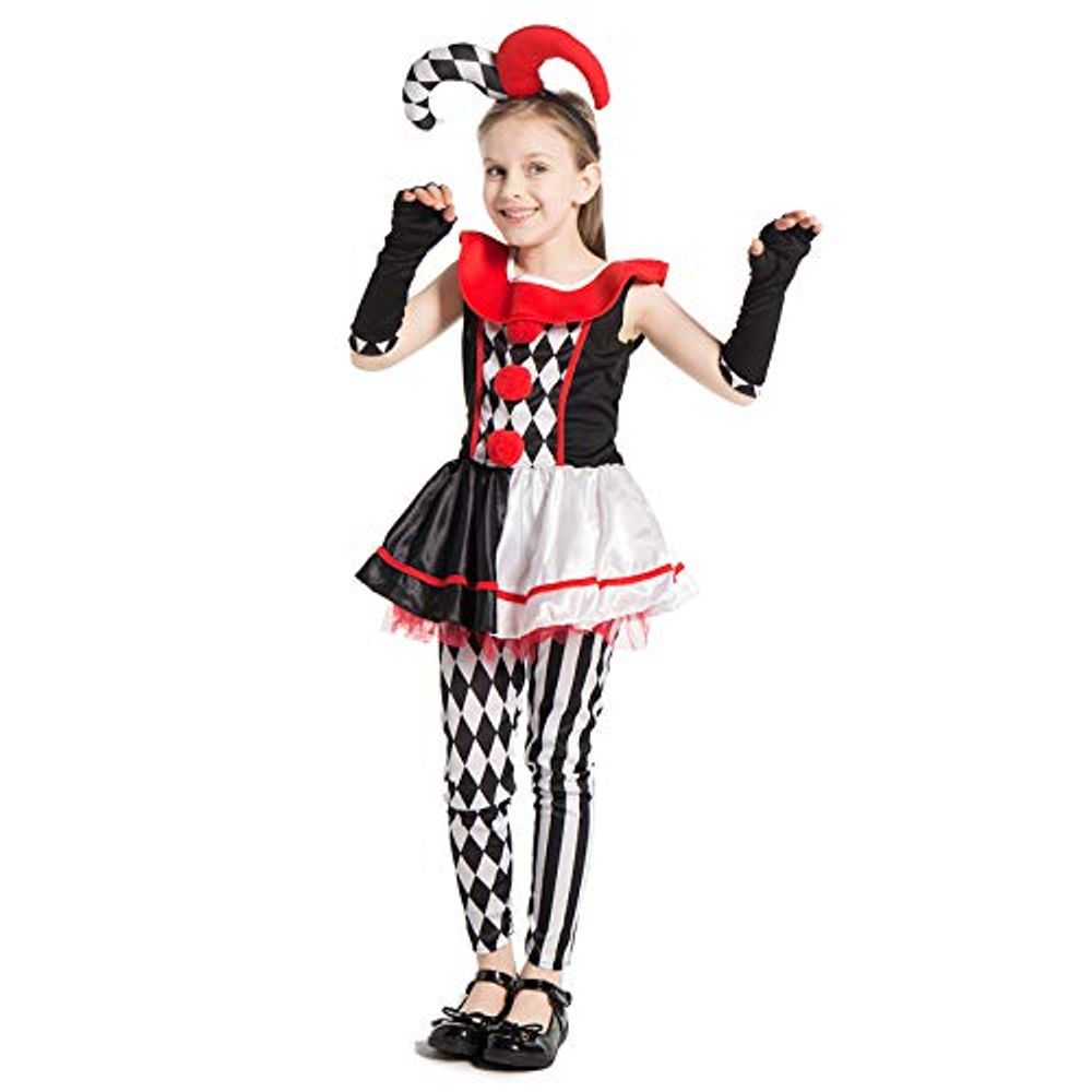 Eraspooky Clown-Kostüm für Mädchen, Halloween, Karneval, Party, Cosplay, lustiges böses Kostüm