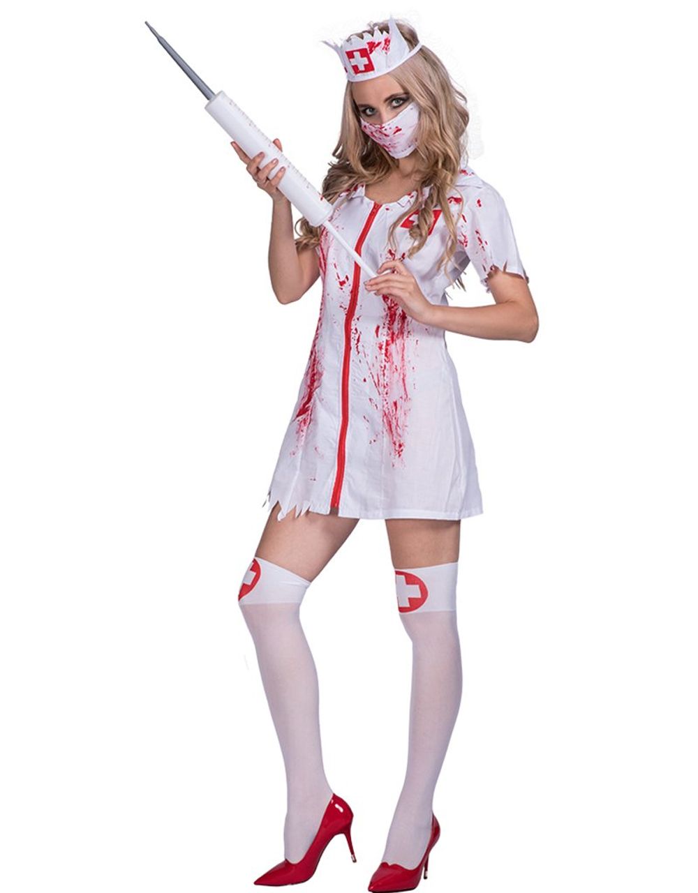 EraSpooky Halloween Killer Caregiver Disfraz de enfermera zombie sangrienta para mujer