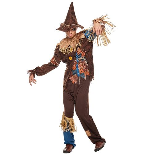 Eraspooky Costume d'épouvantail pour homme Deluxe Halloween Straw Wiard Kit