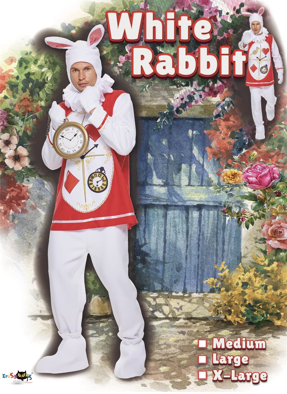 EraSpooky Disfraz de conejito adulto Hombres Traje de mascota de conejo blanco de Halloween