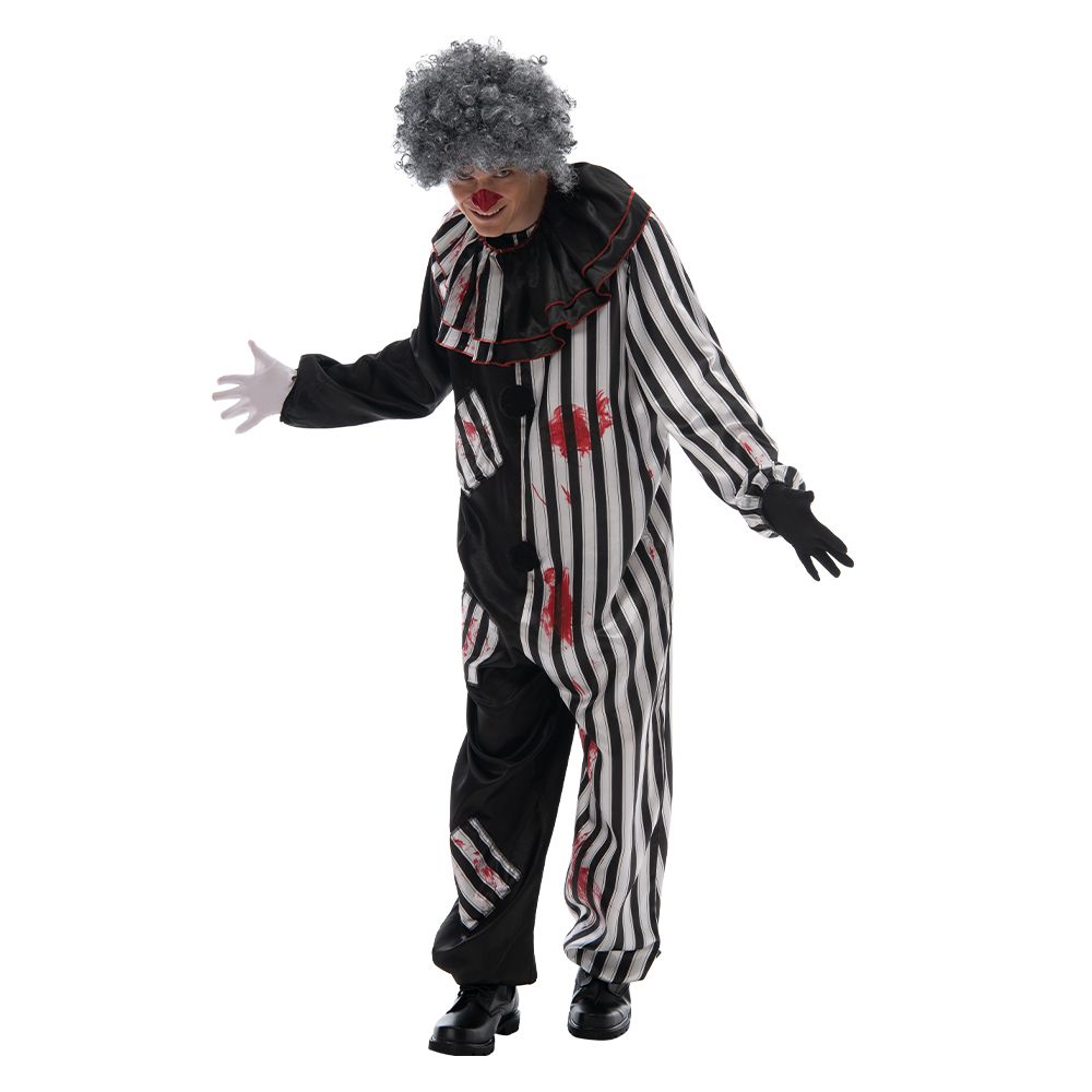 EraSpooky Halloween Bleeding Killer Clown Jumpsuit Men Adult Costume