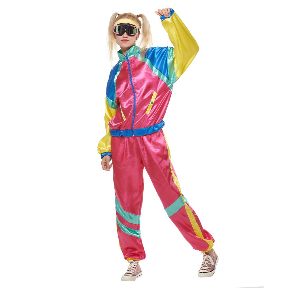 Eraspooky Damen 80er Kostüm Retro Kleidung Party Anzug Neon Kleidung