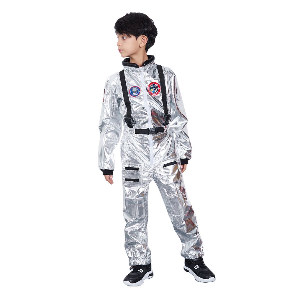 Eraspooky Enfants Astronaute Costume Argent Spaceman Combinaison Nasa Halloween Costume