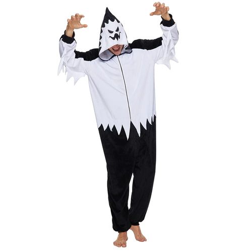 Eraspooky Adult Ghost Costume Men Scream Hooded Plush Pajamas