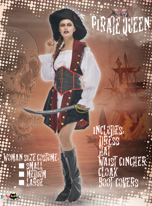 EraSpooky Costume de pirate pour femme Halloween Deluxe Sexy Buccaneer Dress