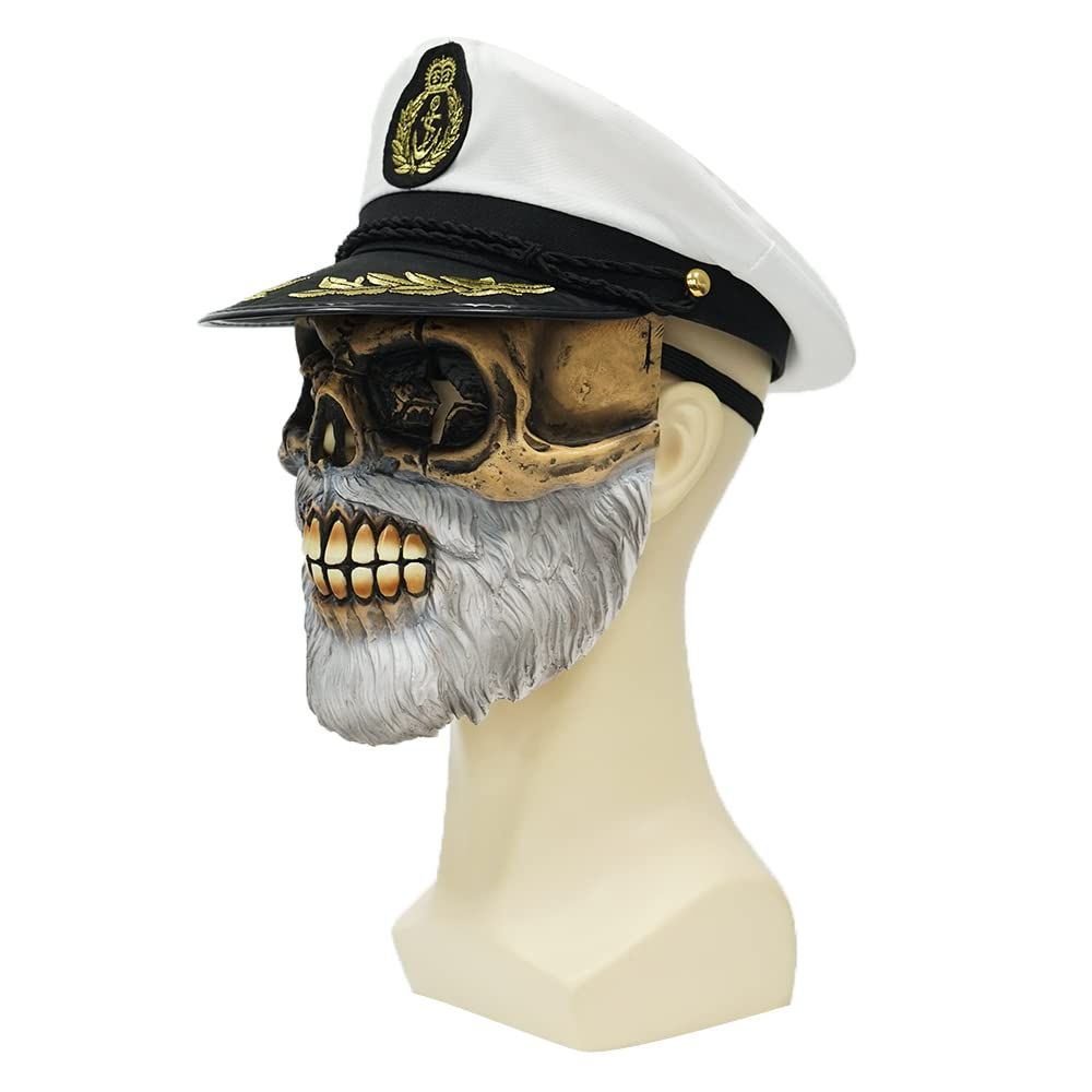 Eraspooky Adulto Muerto Pirata Capitán Calavera Máscara Horror Disfraz de Halloween Accesorios