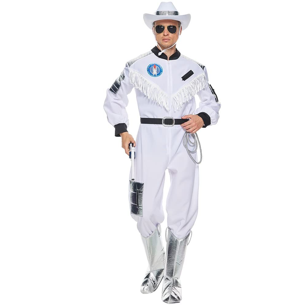 Eraspooky メンズ スペース カウボーイ コスチューム 大人用 宇宙飛行士 コスプレ ジャンプスーツ