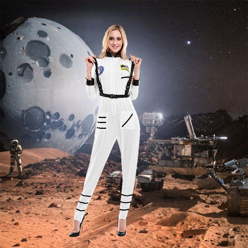 Eraspooky 여성 우주 비행사 의상 점프 슈트 섹시한 우주복 우주 할로윈