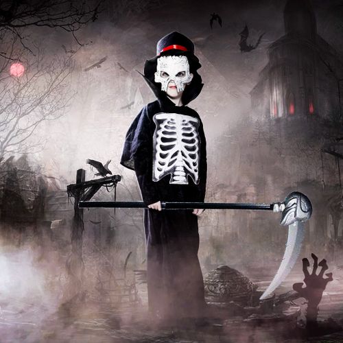 Eraspooky Boys Grim Reaper Halloween Costume Skeleton Phantom Deluxe Death Ghost