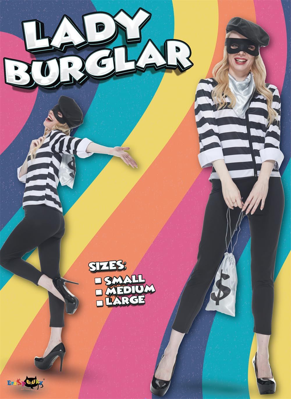 EraSpooky Women Burglar Costume Halloween Adult Funny Robber Cosplay Outfits