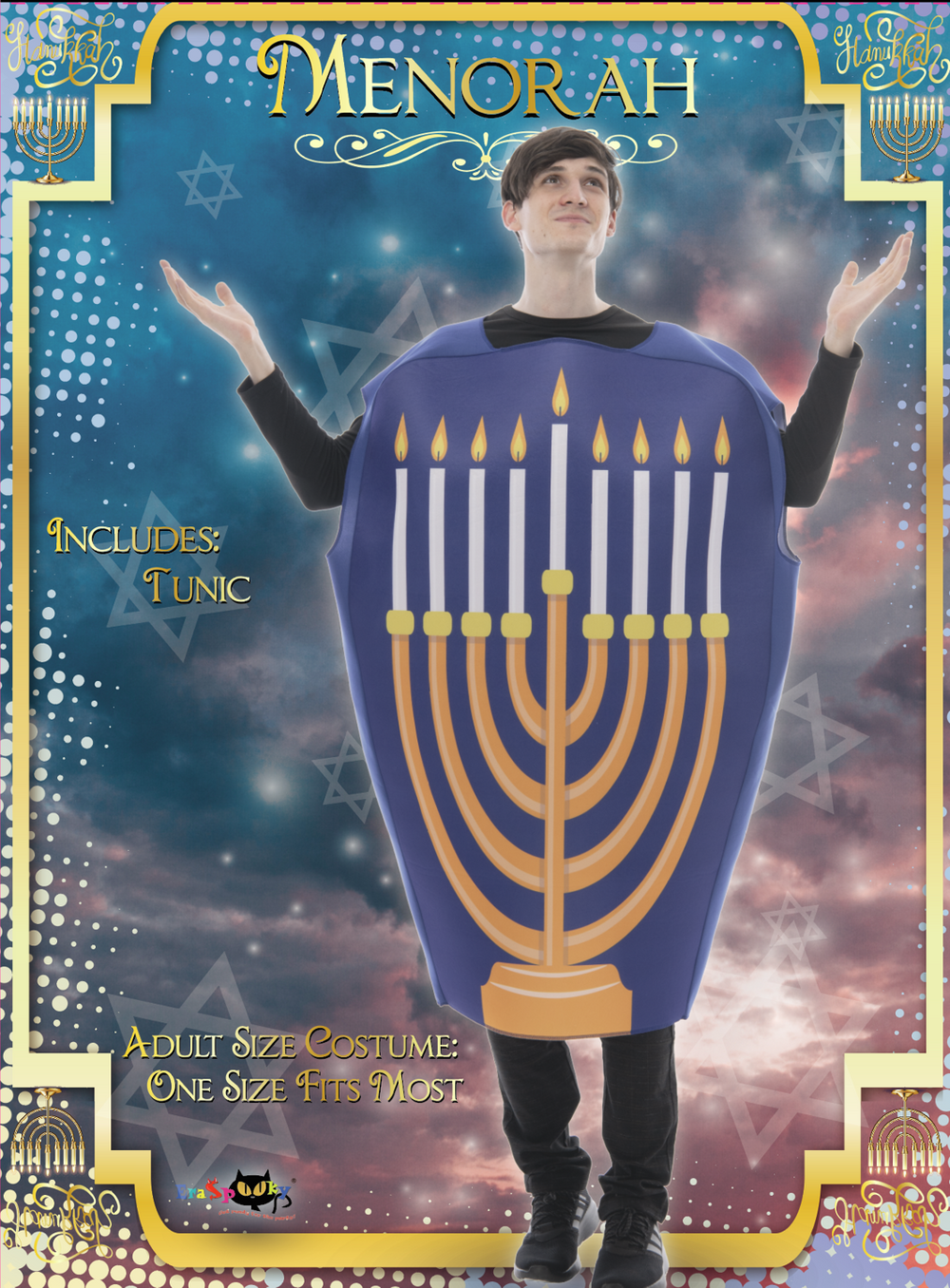 EraSpooky Adulto Celebración Hanukkah Menorah Disfraz Judío Chanukah Festival Disfraz Traje