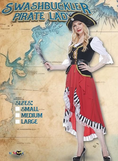 Eraspooky 여성 해적 드레스 해적 선장 모자 소품이 포함된 럭셔리 의상 풀 세트