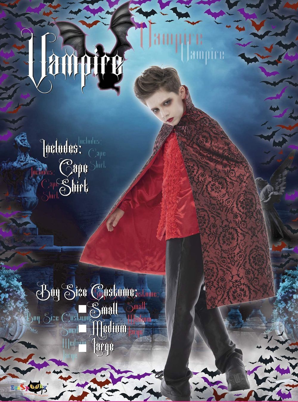 EraSpooky - Juego de disfraz de vampiro gótico de lujo para Halloween para niños