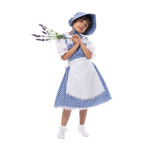 EraSpooky Robe de conte de fées pour fille Costume d'Halloween Robe de princesse vichy bleue traditionnelle