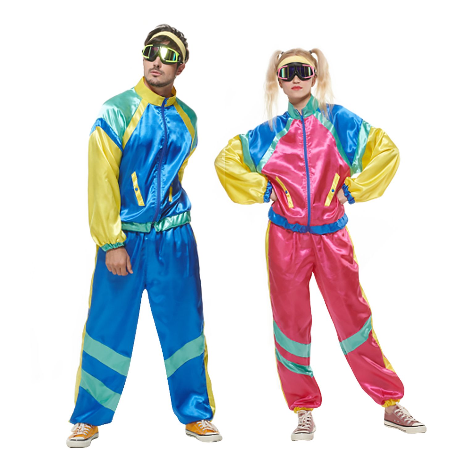 Eraspooky Men 80s Costume Retro Jacket Shell Suit Party Tracksuit