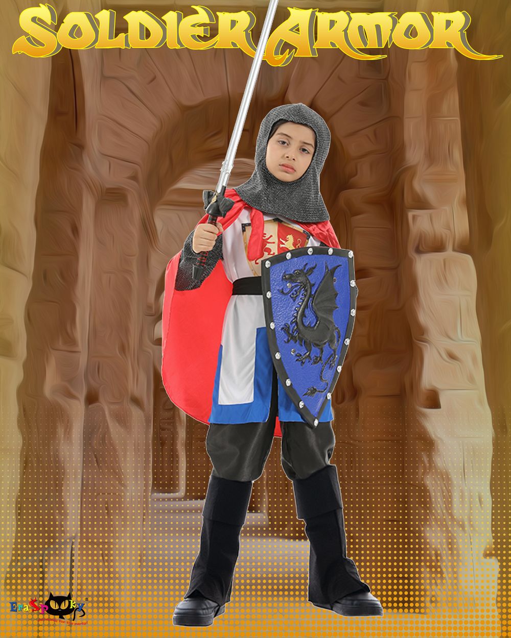 EraSpooky Boy's Knight Halloween Costume Medieval Prince Soldier Armor