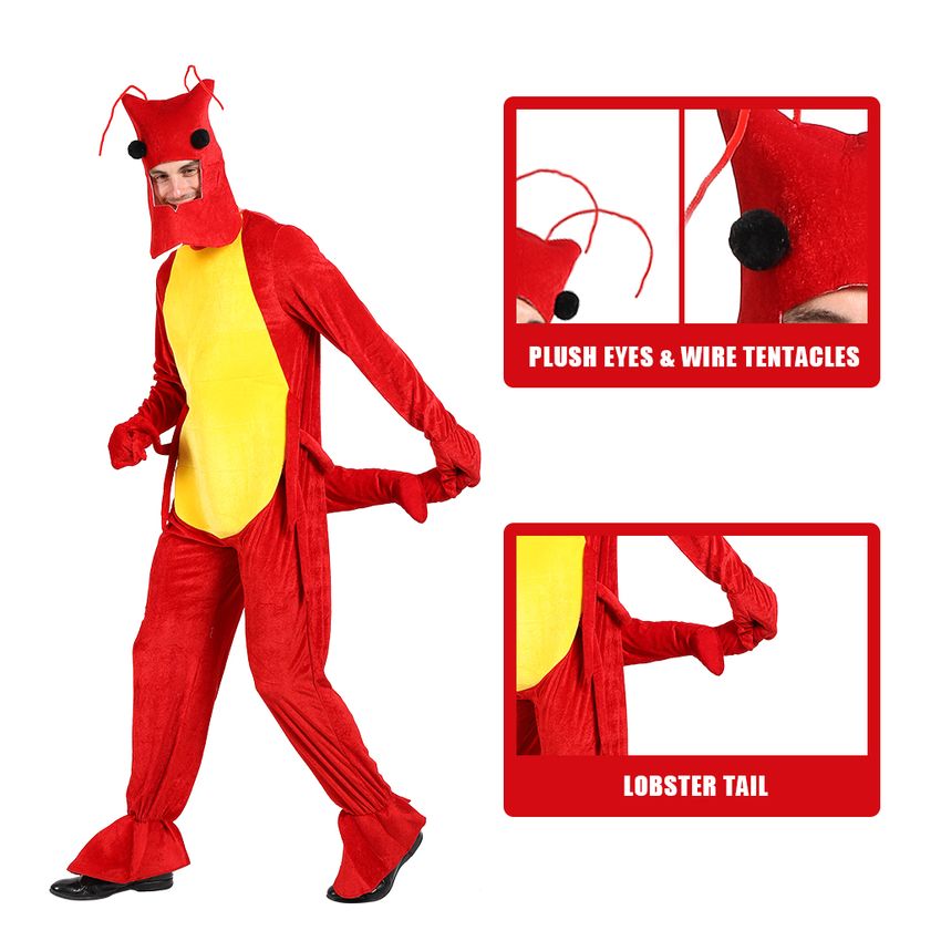 EraSpooky Adult s Lobster Halloween Costume Men Sea Animal Onesie