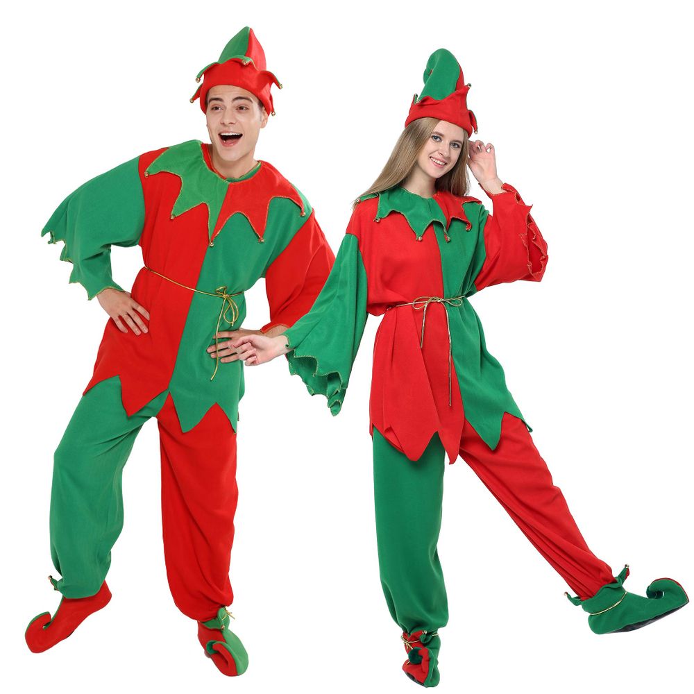 EraSpooky Christmas Elf Kostüm für Erwachsene, Unisex, ganzes Set