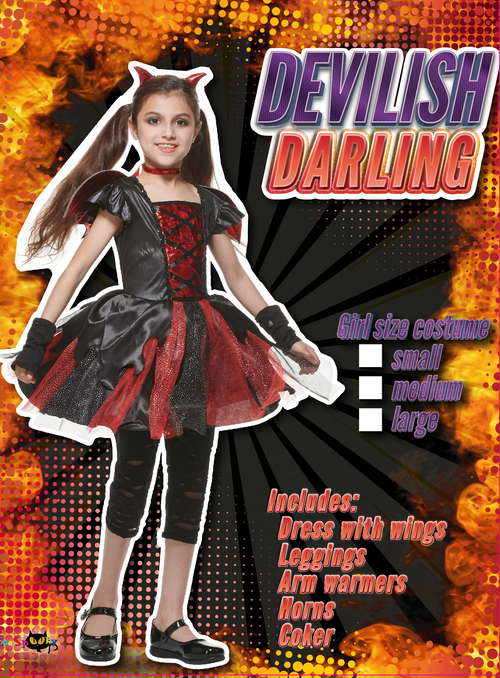 EraSpooky Devil Dress Girls Halloween Costume Devil Costumes with Demon Wings