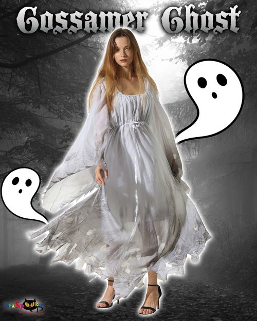EraSpooky Gossamer Ghost Costume Déguisement Gothique Victorien Blanc pour Femme