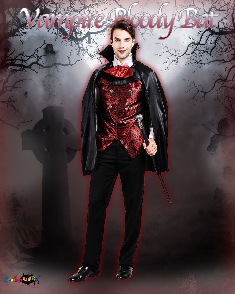 EraSpooky Vampire Disfraz de Halloween Hombres Gothic Dracula Adult Fancy Dress