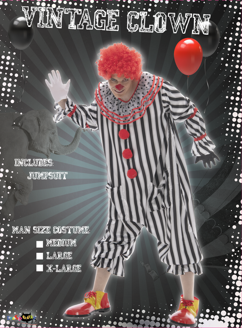 EraSpooky Men's Scary Clown Halloween Costume Creepy Killer Outfit