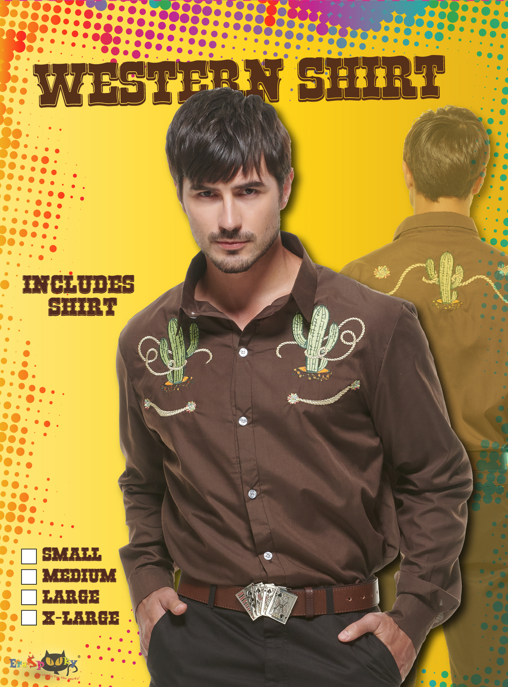 EraSpooky Western Shirts for Men Cowboy Button Down Shirt Long Sleeve