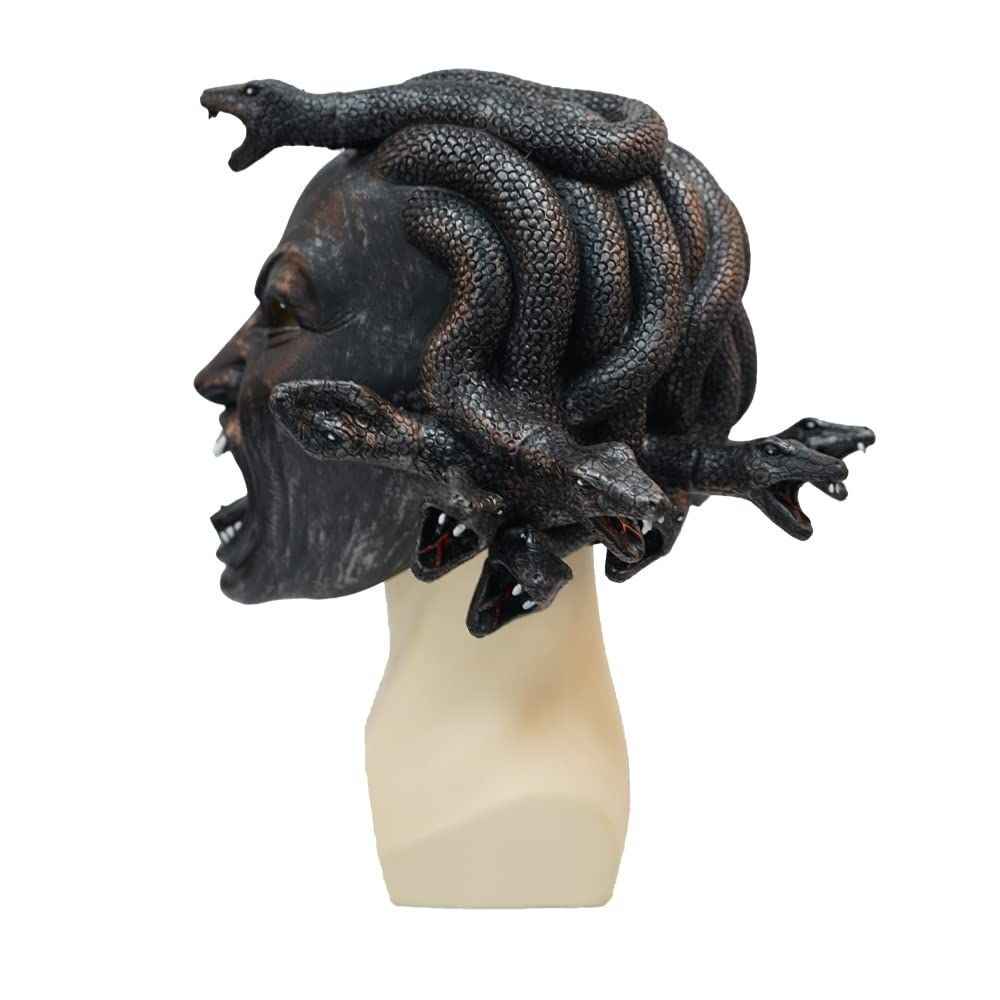 Eraspooky Máscara realista de Medusa para adultos Máscara de cabeza de serpiente Tema de mitología de Halloween